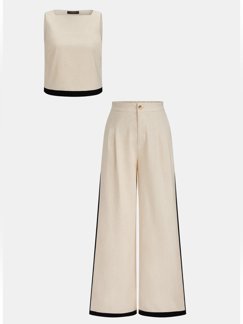 Commense Linen & Cotton Zipper Contrast Binding Pants Set Size XL NWT - Picture 5 of 12